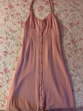 Linen Blend Pink Summer Dress